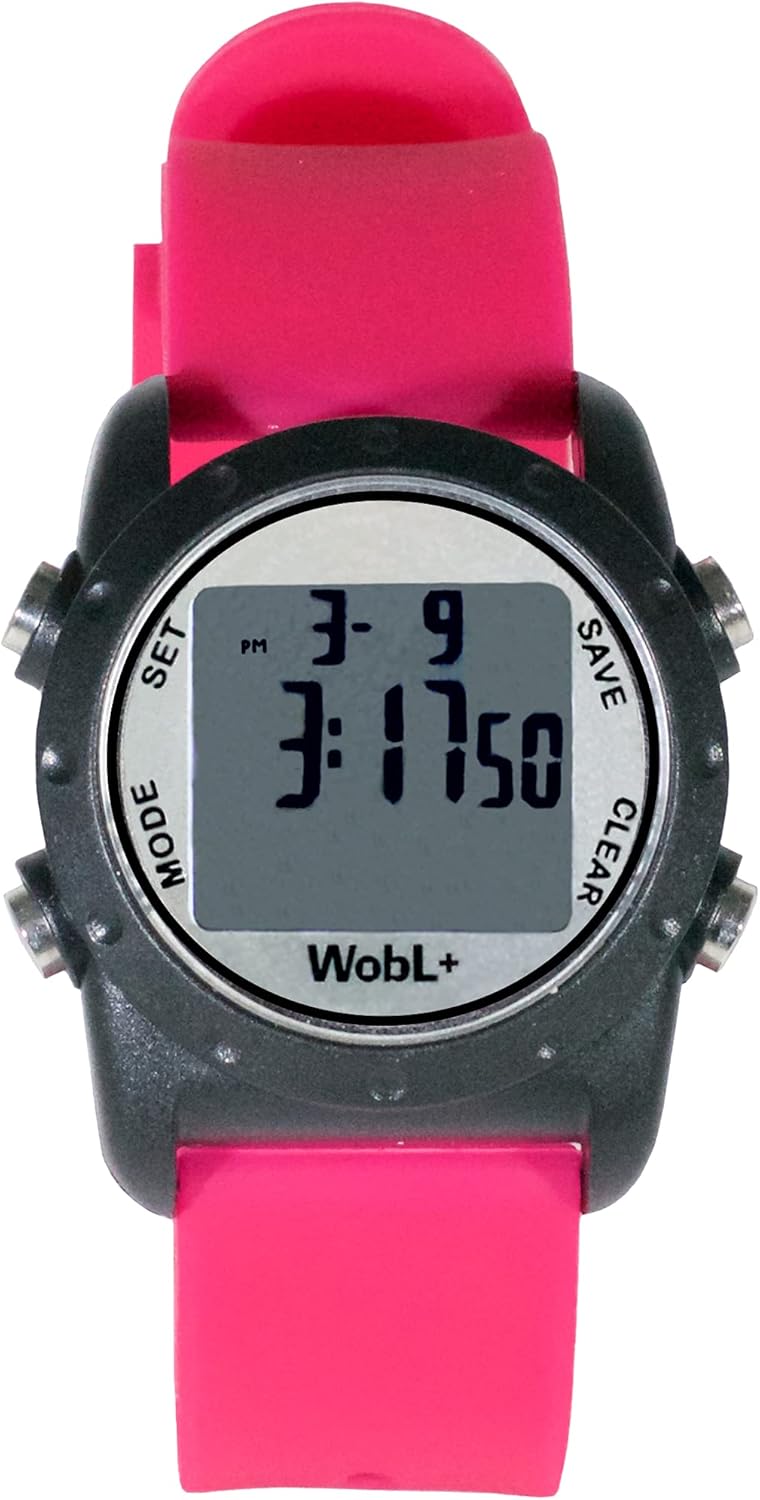 WobL + World's Smallest & Best Waterproof Vibrating 9 Alarms + Countdown Timer Wristwatch (Pink) Sports/Medicine/Meeting/Potty Reminders - Image 1